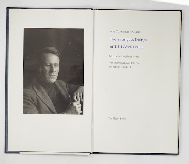 Sims, R. G. - The Sayings & Doings of T.E. Lawrence. Edited by Dr. Leo John de Freitas; with an introduction by John Sims and Notes by A.J. Flavell. Limited Edition (of 300 copies), this one inscribed beneath the limitat